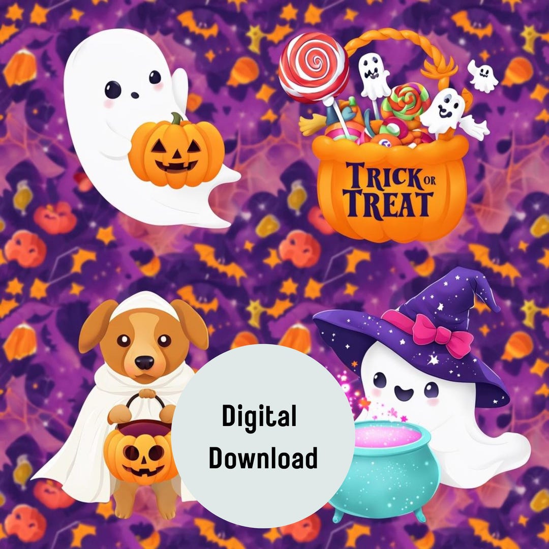 Cute Halloween Ghost Puppy PNG | Trick or Treat Digital Art (digital ...