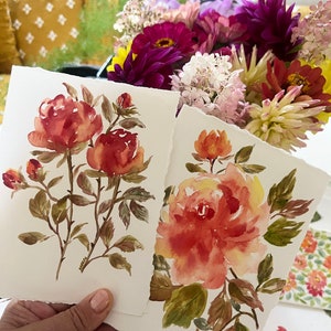 Greeting cards Hand painted. 5 x7 Set of 2.
