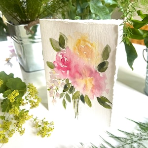Cartes de voeux fleurs aquarelles, 5 x 7, lot de 2.