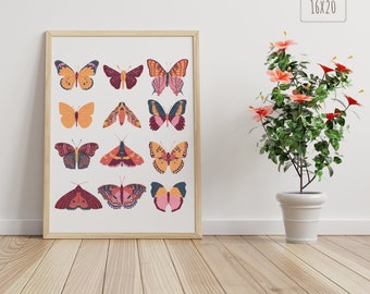 Boho Butterfly Print, Boho Butterflies, Boho Girl Nursery, Butterfly Printable, Girls Wall Art, Boho Playroom