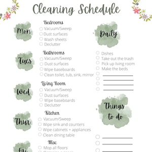 Cleaning Schedule, Digital Cleaning list, Cleaning list, Digital Schedule, Cleaning, Printable Cleaning Schedule