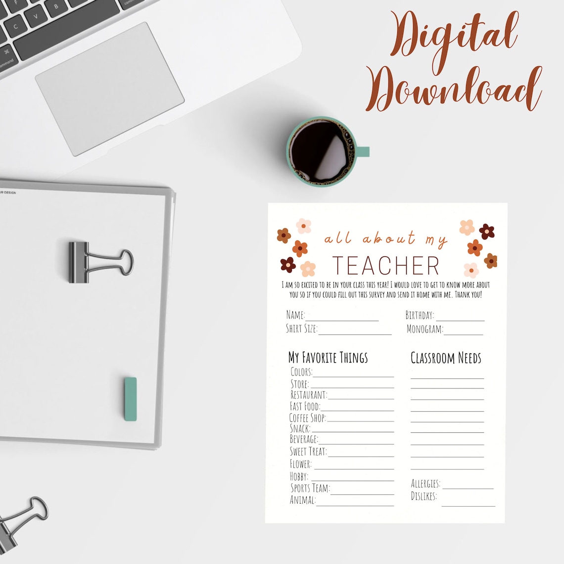Printable All About My Teacher Sheet, All About My Teacher, Teacher ...