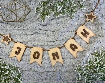Personalised Bunting Large Nursery Bunting Children Baby Name Sign Family Birthday Banner Backdrop Bespoke Wooden Bunting Bedroom Door Sign