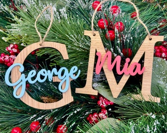 Personalised Christmas Bauble | Initial & Name Personalised Bauble First Christmas Tree Decorations Family Bauble Xmas Decorations Ornament