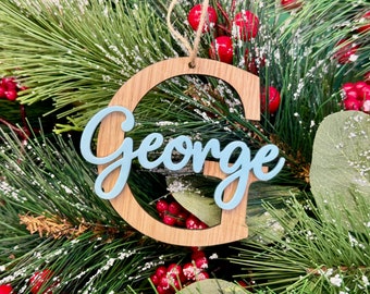 Personalised Christmas Bauble | Initial & Name Personalised Bauble First Christmas Tree Decorations Family Bauble Xmas Decorations Ornament