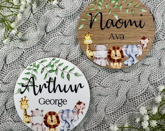Personalised Baby Arrival Sign | New Baby Name Sign Hello World My Name Is Plaque Birth Gift for New Parents Baby Announcement Photo Prop
