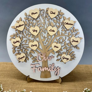 Wooden Family Tree Personalised Gift for Parents Dad Mum Children First time Grandparent Gift for Family Sign Wedding Anniversary Wall Décor