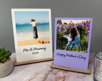 Personalised Photo Print Plaque with Stand | Custom Photo Frame First Mothers Day Gift for Her Best Mum Nanny Present Mummy Birthday