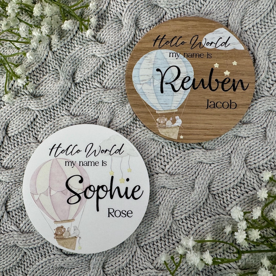 Personalised Baby Arrival Sign | New Baby Name Sign Hello World My Name ...