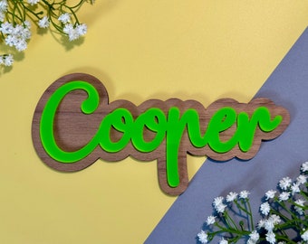 Acrylic & Wooden Name Sign | Personalised Sign Wall Sign Bedroom Door Sign for Kids Bedroom Accessories Teen Door Name Sign Funky Wall Art