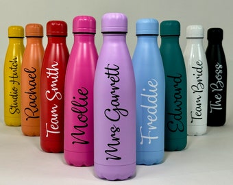 Personalised Water Bottle 500ml | Vacuum Insulated Stainless Steel Bottle for Hot or Cold Drinks Gift for Her or Him at Gym School Work Name