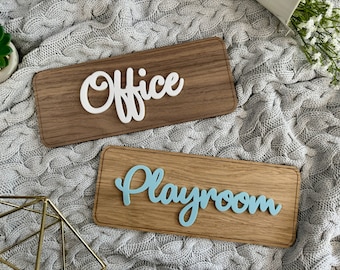 Acrylic & Wooden Name Sign Personalised Sign Door Name Sign Wall Sign Bedroom Door Sign Bedroom Accessories Nursery Playroom Office Welcome