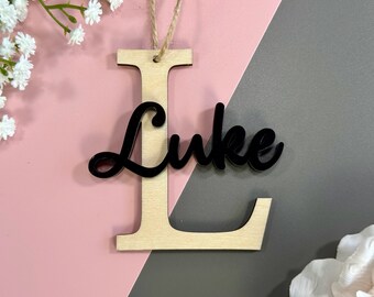 Hanging Name Sign | Personalised Bauble Bedroom Door Sign Wood Door Name Sign for Kids Bedroom Accessories Name Plaque Decor Hook Teen Gift