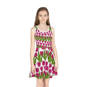 Sommerkleid mit Tulpendruck für Mädchen: Sommerkleid in A-Linie