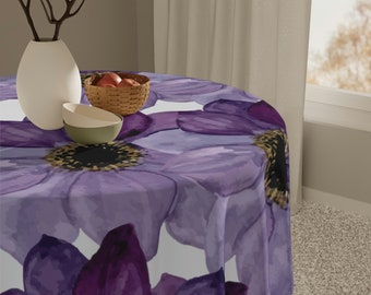 Tovaglia con stampa floreale: motivo floreale viola (55,1" × 55,1")