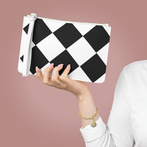 Saffiano Vegan Leather Clutch Bag with Loop Handle