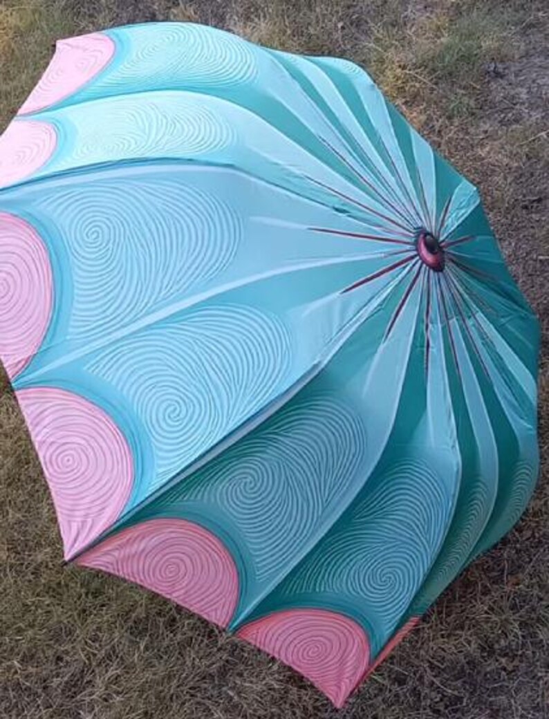 Compass Print Pattern Automatic Foldable Umbrella