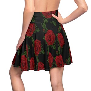 Rose Print Skater Skirt: Versatile Polyester Spandex Blend