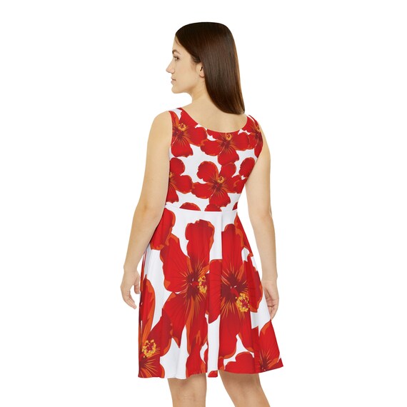 Floral Print Skater Dress: Polyester Spandex Blend, Party Bridesmaid Dress