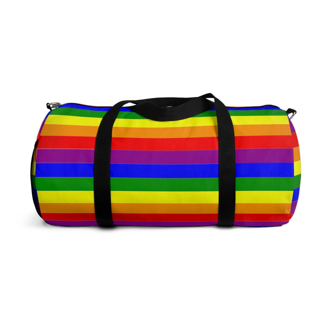 Rainbow Stripe Duffel Bag: Polyester Oxford Canvas Weekend Bag - Etsy