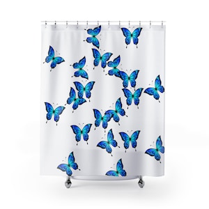 Butterfly Print Shower Curtain: Polyester Bathroom Decor