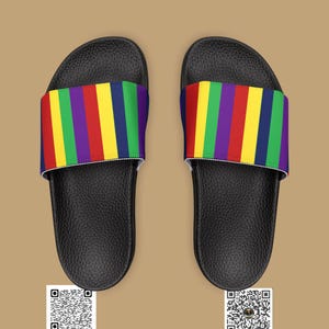 Vibrant Rainbow Sandals for Women, Summer Slide Sandals, Beach Footwear, Pride Gift, Comfortable Summer Shoes