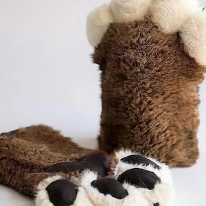 One-of-a-Kind Faux Fur Paws with Resin Claws and Cozy Black Fleece Accents