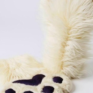 Handmade Ivory Fursuit Paws with Purple Paw Pads - Customizable Animal Costume Accessories