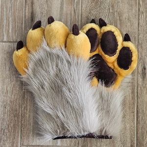 Beige, Yellow and Brown Paws with Brown Minky Claws!