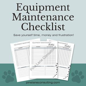 Dog Grooming business, grooming salon checklist, groomer stuff, groomer gifts, groomer file, equipment maintenance checklist, digital