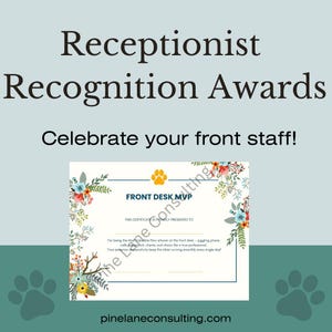 Veterinary Receptionist Week, Vet Clinic Appreciation, Receptionist Certificate, Printable Award, Staff Recognition, Receptionist Gift, Vet