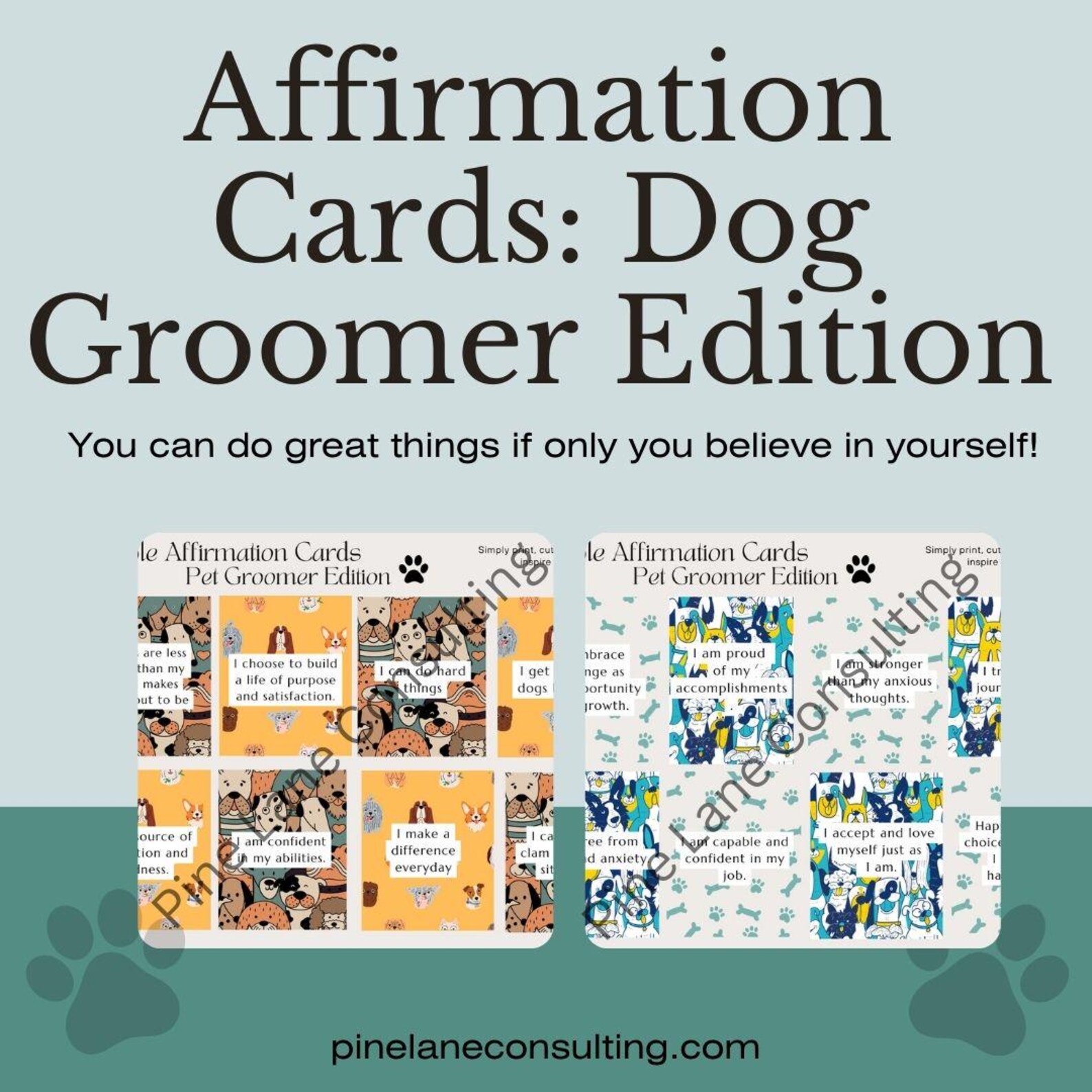 View of Dog Groomer Affirmation Cards: Printable Encouragement (PDF) - Etsy