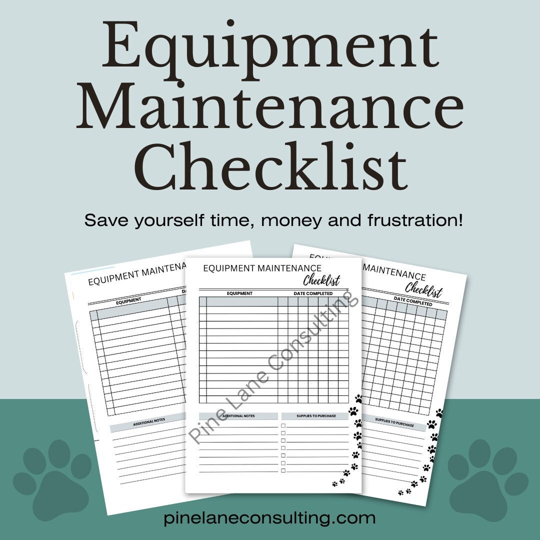 Dog Grooming Salon Equipment Maintenance Checklist (digital Download ... - Pet Grooming Business Equipment Needed