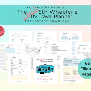 Planificateur de camping-car imprimable | Planificateur budgétaire | Listes de colisage | Dossiers de véhicule/VR | Listes de contrôle | Dossiers de voyage | Informations médicales/animaux de compagnie | Planificateur de repas