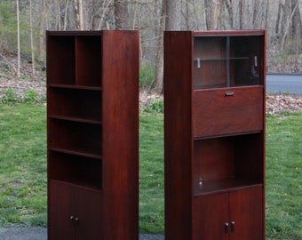 Pair of free standing Walnut wall units