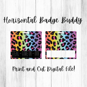 Rainbow Leopard Print Badge Buddy Digital Print and Cut PNG Download.