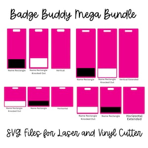 Mega Bundle Vertical and Horizontal Badge Buddy SVG Cut Files for Laser and Vinyl Cutter