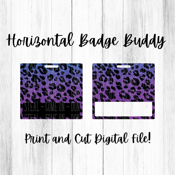 Purple Leopard Ombre Print Badge Buddy Digital Print and Cut PNG Download.