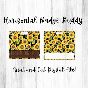 Sunflower Badge Buddy Digital Print and Cut PNG Download.