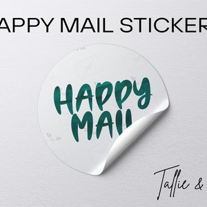 Happy Mail • kawaii Gesicht smaragdgrün • Shop Branding • Verpackung Aufkleber • süße Etiketten • runde Versandbox Etikett • you&#39;ve got great taste