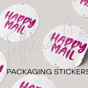 Happy Mail • kawaii gesicht magenta trend • shop branding • verpackung sticker • süße etiketten • runde versandbox label • you&#39;ve got great taste