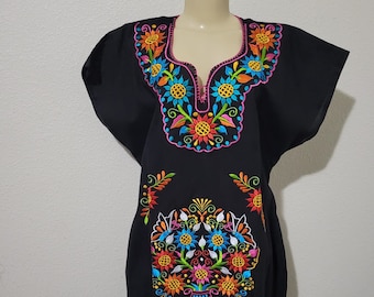 Mexican Floral Embroidered XL Dress. Multiple Designs. Women's Mexican Traditional Dress.