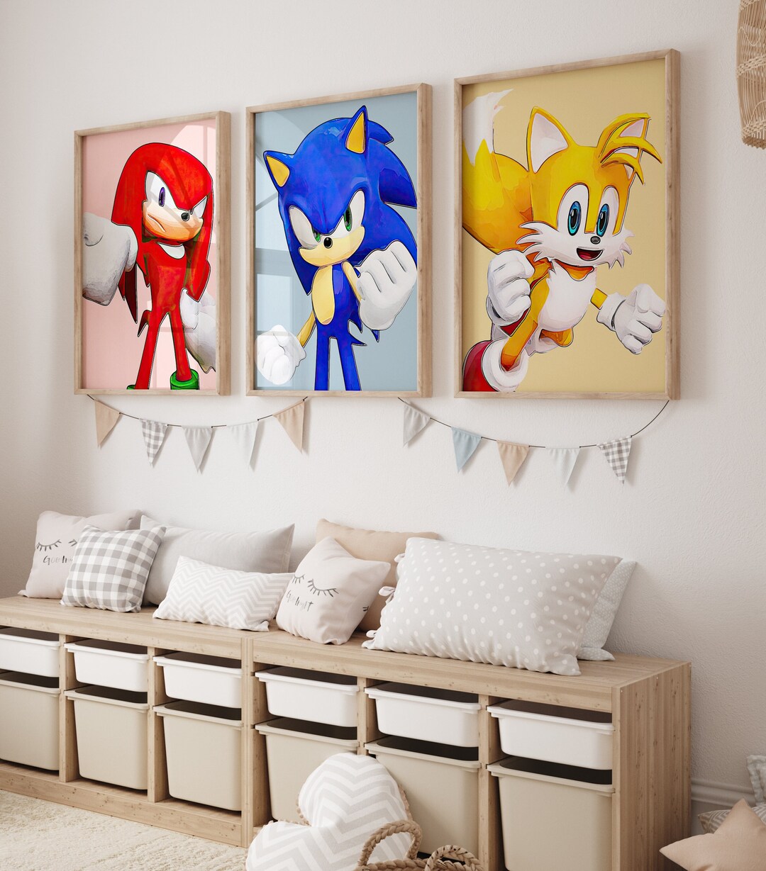 Sonic the Hedgehog Prints Set of 3 Sonic Tails Knuckles Sonic Video ...