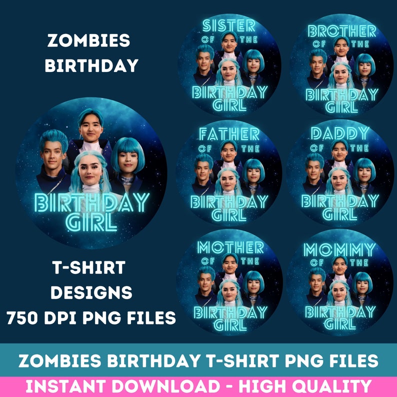 Instant Download Disney Zombies Birthday Tshirt PNG Digital Etsy