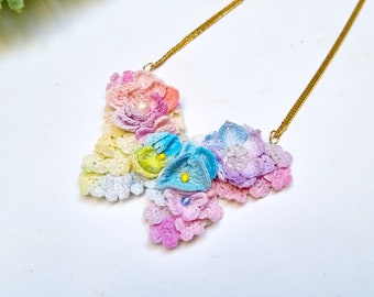 Crochet floral necklace, butterfly necklace, trending now, gift for women, handmade jewellery, statement necklace, handmade gift, gifts