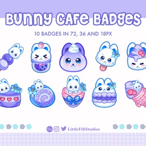 Bunny Cafe Twitch Sub Badge Collection, Bunny Badge, Sub Badges for Twitch/Discord/YouTube, Art for Streamers, Bunny Badges