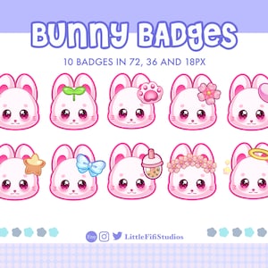 Bunny Twitch Sub Badge Collection, Bunny Badge, Sub Badges for Twitch/Discord/YouTube, Art for Streamers, Bunny Badges