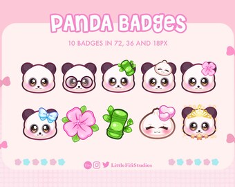 Panda Twitch Sub Badge Collection, Panda Badge, Sub Badges for Twitch/Discord/YouTube, Art for Streamers, Panda Badges