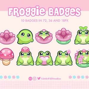 Frog Twitch Sub Badge Collection, Frog Badge, Sub Badges for Twitch/Discord/YouTube, Art for Streamers, Frog Badges