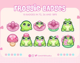 Frog Twitch Sub Badge Collection, Frog Badge, Sub Badges for Twitch/Discord/YouTube, Art for Streamers, Frog Badges